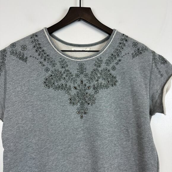 Rag & Bone /Jean Embroidered Mini Shift Dress Sweatshirt Gray - S - Picture 2 of 10